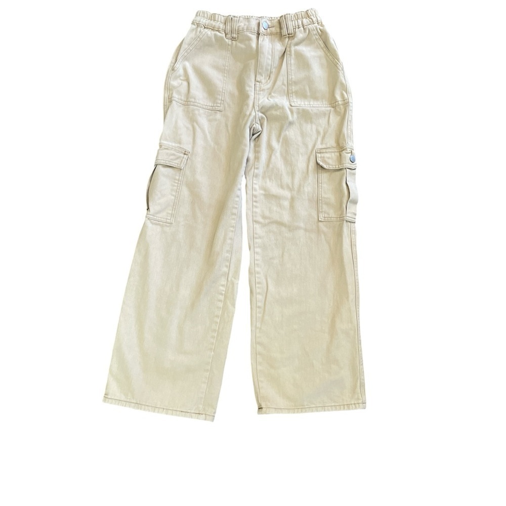 SHEIN Cargo Pants Tan Women's Petite Small Wide Leg Cotton High Waist